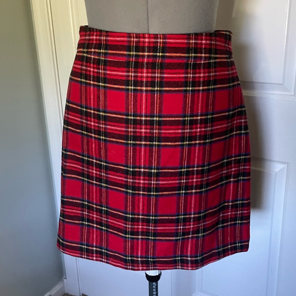 NWT J. Crew Factory JCF Red Stewart Plaid Skirt 12